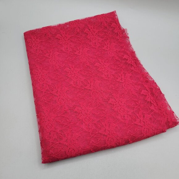 Red Floral Lace Fabric For Sewing and Crafting Christmas Valentines Day 31 x 34 - Picture 3 of 4